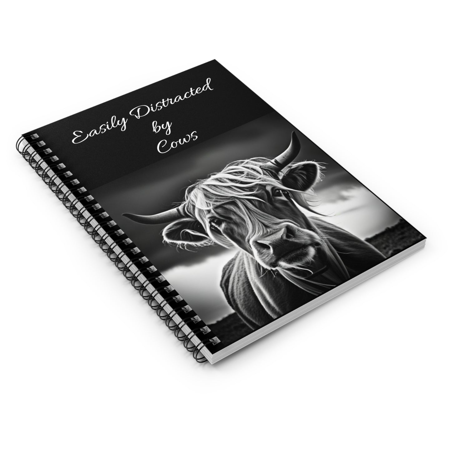 Easily Distracted By Cows Spiral Notebook/Journal - Ruled Line