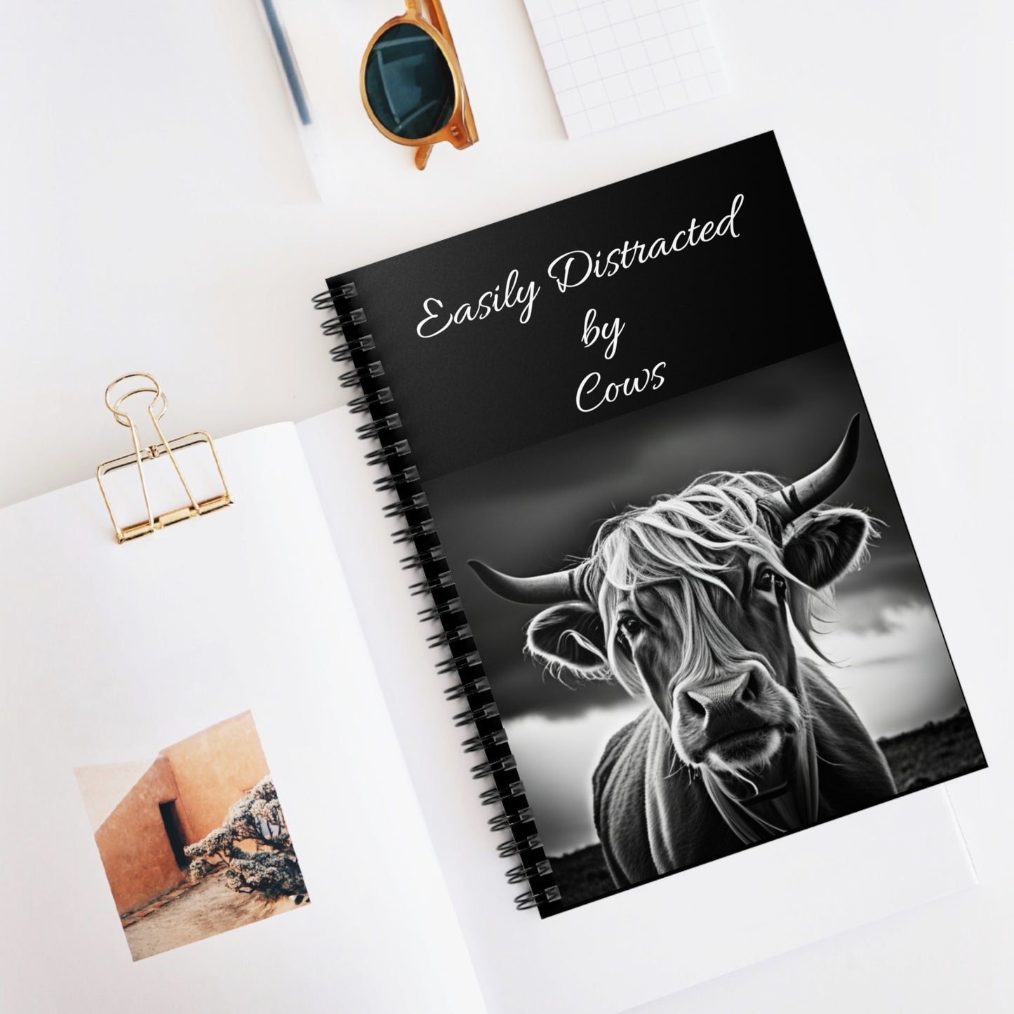 Easily Distracted By Cows Spiral Notebook/Journal - Ruled Line