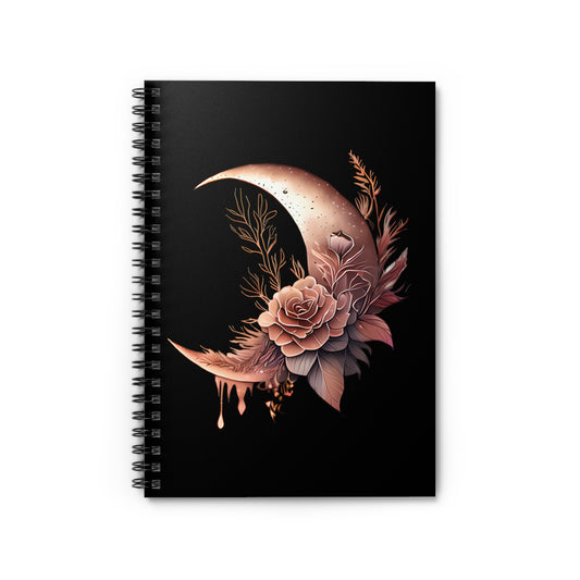 Moon & Floral Spiral Notebook/Journal - Ruled Line
