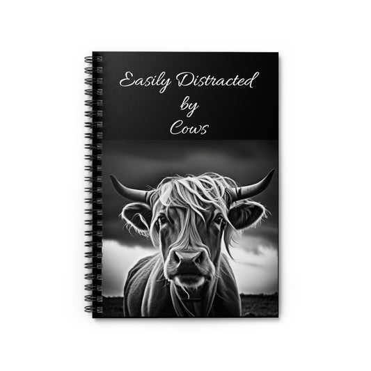 Easily Distracted By Cows Spiral Notebook/Journal - Ruled Line